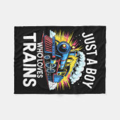 Train Lover Just A Boy Who Loves Trains  Fleece Deken (Voorkant (Horizontaal))