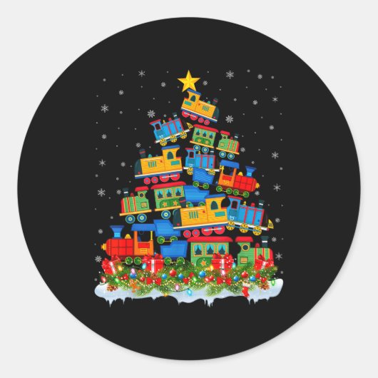 Train Lover Xmas Tree Santa Christmas Train Ronde Sticker (Voorkant)
