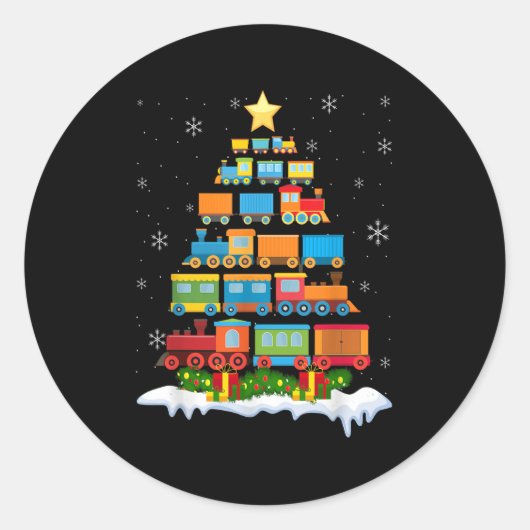 Train Lover Xmas Tree Santa Christmas Train  Ronde Sticker (Voorkant)