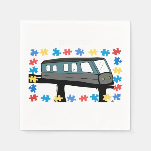 Train Monorail Autisme Asperger Sensorisch Servet (Voorkant)