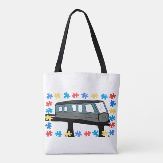 Train Monorail Autisme Asperger Sensorisch Tote Bag (Achterkant)
