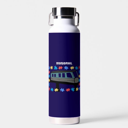 Train Monorail Autisme Asperger Sensorisch Waterfles (Voorkant)