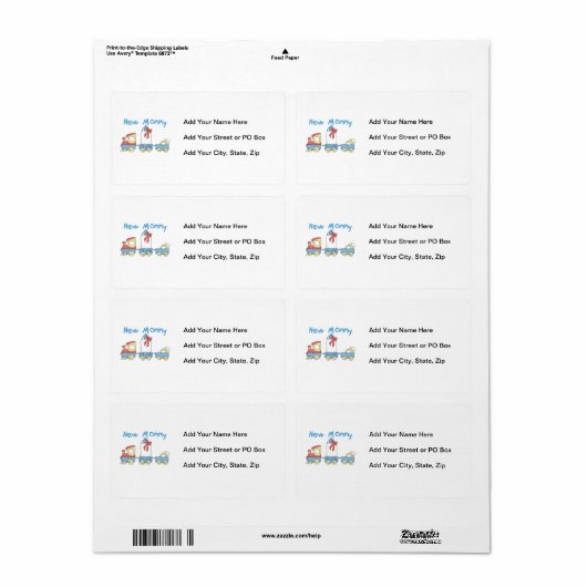 Train New Mammie Het is een Jongen Gifts Etiket (Full Sheet)