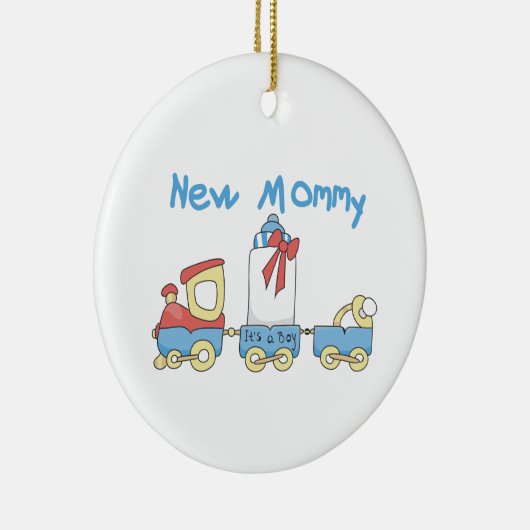 Train New Mammie Het is een Jongen Gifts Keramisch Ornament (Rechts)