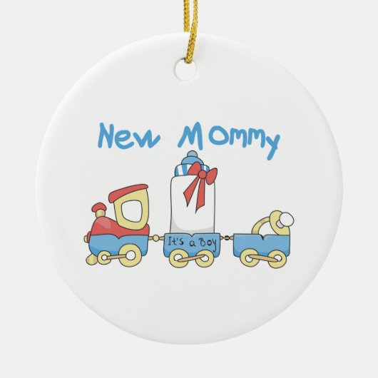 Train New Mammie Het is een Jongen Gifts Keramisch Ornament (Voorkant)
