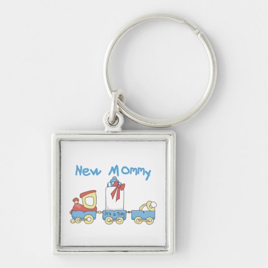 Train New Mammie Het is een Jongen Gifts Sleutelhanger (Voorkant)