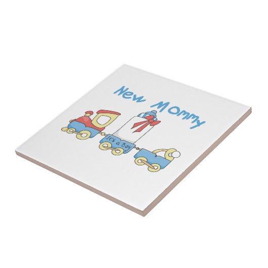 Train New Mammie Het is een Jongen Gifts Tegeltje (Zijkant)