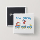 Train New mammie of Boy tshirts and Gifts Vierkante Button 5,1 Cm (Voorkant /achterkant)