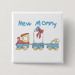 Train New mammie of Boy tshirts and Gifts Vierkante Button 5,1 Cm
