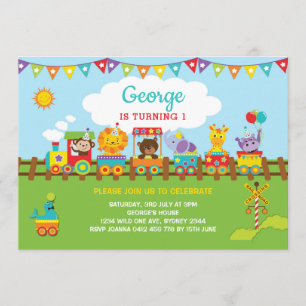 Train Oerwoud Animals 1e verjaardag Safari Wild On Kaart