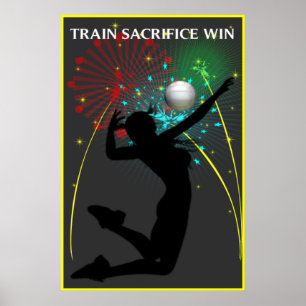 Train Offe Win Volleyball Poster