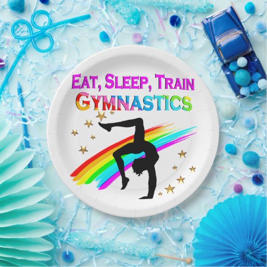 TRAIN OM EEN TURNKAMPIOEN TE WORDEN PAPIEREN BORDJE (Feest)