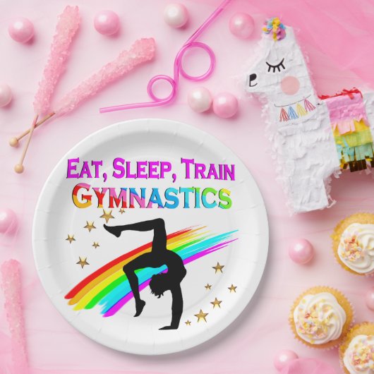 TRAIN OM EEN TURNKAMPIOEN TE WORDEN PAPIEREN BORDJE (Feest)