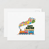 Train paaseieren voor jongens feestdagenkaart (Voorkant / Achterkant)
