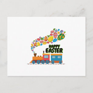 Train paaseieren voor jongens feestdagenkaart