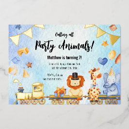 Train Party Animals Kind Oerwoud Birthday Party Go Folie Uitnodiging