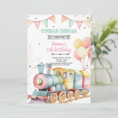 Train party girl invitation kaart (Staand voorkant)