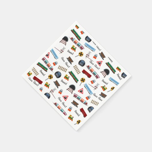 Train Pattern Boy Name Choo Choo Kids Birthday Servet (Hoek)