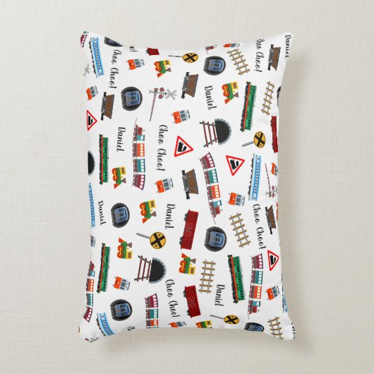 Train Pattern Little Boy First Name Choo Kinder Accent Kussen (Voorkant(Verticaal))