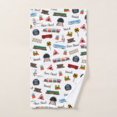Train Pattern Little Boy First Name Choo Kinder Bad Handdoek (Handdoek)