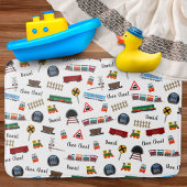 Train Pattern Little Boy First Name Choo Kinder Badmat