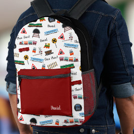 Train Pattern Little Boy First Name Choo Kinder Bedrukte Rugzak