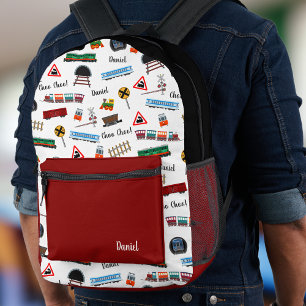 Train Pattern Little Boy First Name Choo Kinder Bedrukte Rugzak