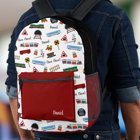 Train Pattern Little Boy First Name Choo Kinder Bedrukte Rugzak