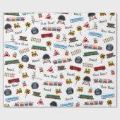 Train Pattern Little Boy First Name Choo Kinder Cadeaupapier (Vlak)