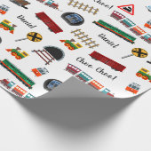 Train Pattern Little Boy First Name Choo Kinder Cadeaupapier (Hoek)