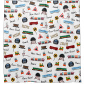 Train Pattern Little Boy First Name Choo Kinder Douchegordijn (Voorkant)