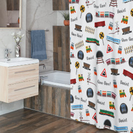 Train Pattern Little Boy First Name Choo Kinder Douchegordijn