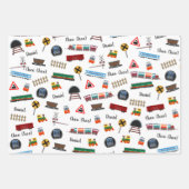 Train Pattern Little Boy First Name Choo Kinder Inpakpapier Vel (Voorkant 2)