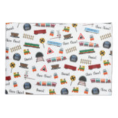 Train Pattern Little Boy First Name Choo Kinder Kussensloop (Achterkant-Links)
