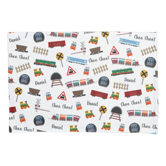 Train Pattern Little Boy First Name Choo Kinder Kussensloop (Voorkant-Links)