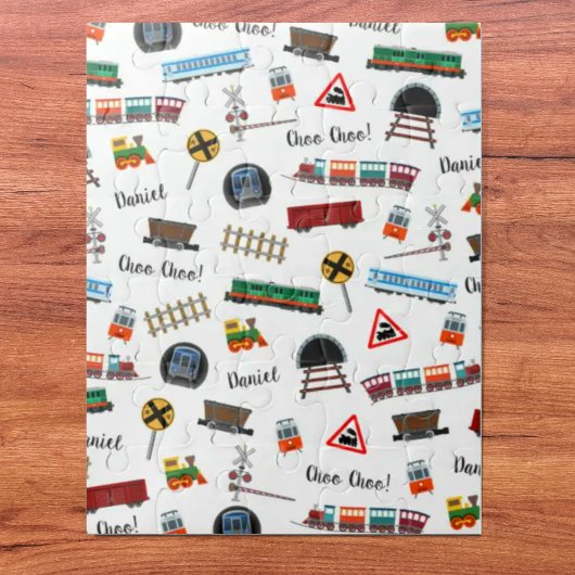 Train Pattern Little Boy First Name Choo Kinder Legpuzzel
