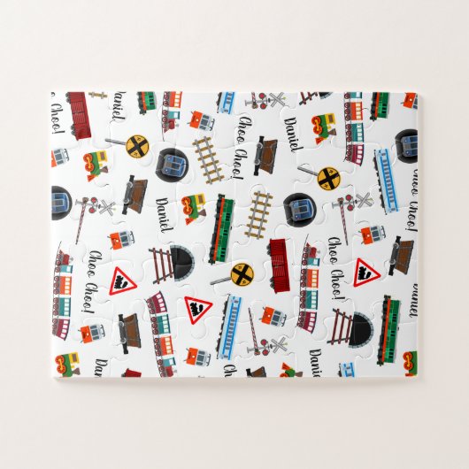 Train Pattern Little Boy First Name Choo Kinder Legpuzzel (Horizontaal)