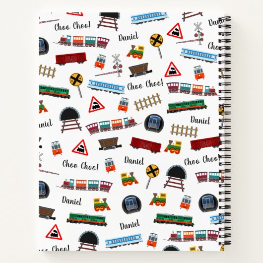Train Pattern Little Boy First Name Choo Kinder Notitieboek (Achterkant)