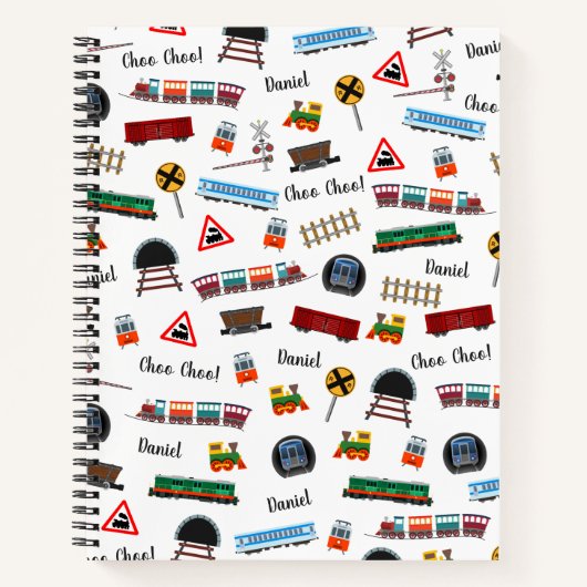 Train Pattern Little Boy First Name Choo Kinder Notitieboek (Voorkant)