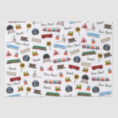 Train Pattern Little Boy First Name Choo Kinder Tissuepapier (Voorkant)