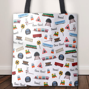 Train Pattern Little Boy First Name Choo Kinder Tote Bag