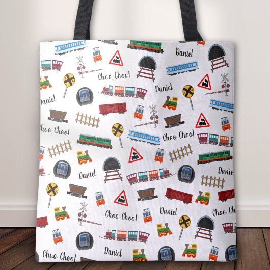 Train Pattern Little Boy First Name Choo Kinder Tote Bag