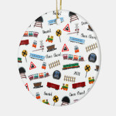 Train Pattern Little Boy First Name Keramisch Ornament (Links)