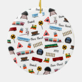 Train Pattern Little Boy First Name Keramisch Ornament (Achterkant)