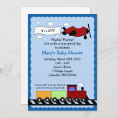 Train & Plane, 5x7 baby shower-uitnodiging Kaart (Voorkant / Achterkant)