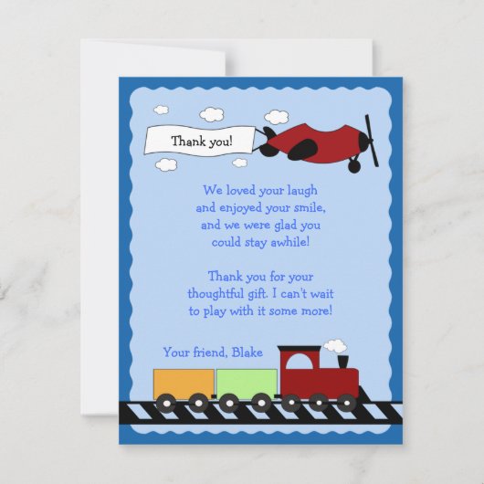 Train & Plane Flat Hartelijk dank, kaart 4x5 (Voorkant)