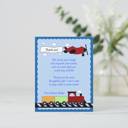 Train & Plane Flat Hartelijk dank, kaart 4x5 (Staand voorkant)