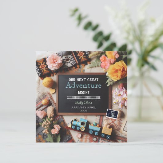 Train Pregnancy Announcement, Gender Neutral Aankondiging (Staand voorkant)