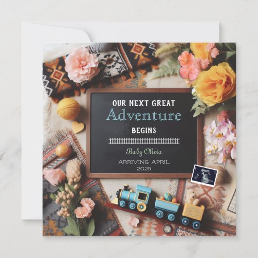 Train Pregnancy Announcement, Gender Neutral Aankondiging (Voorkant)