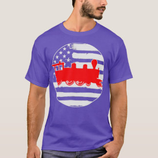 Train rail American USA Vlag op 4 juli T-shirt